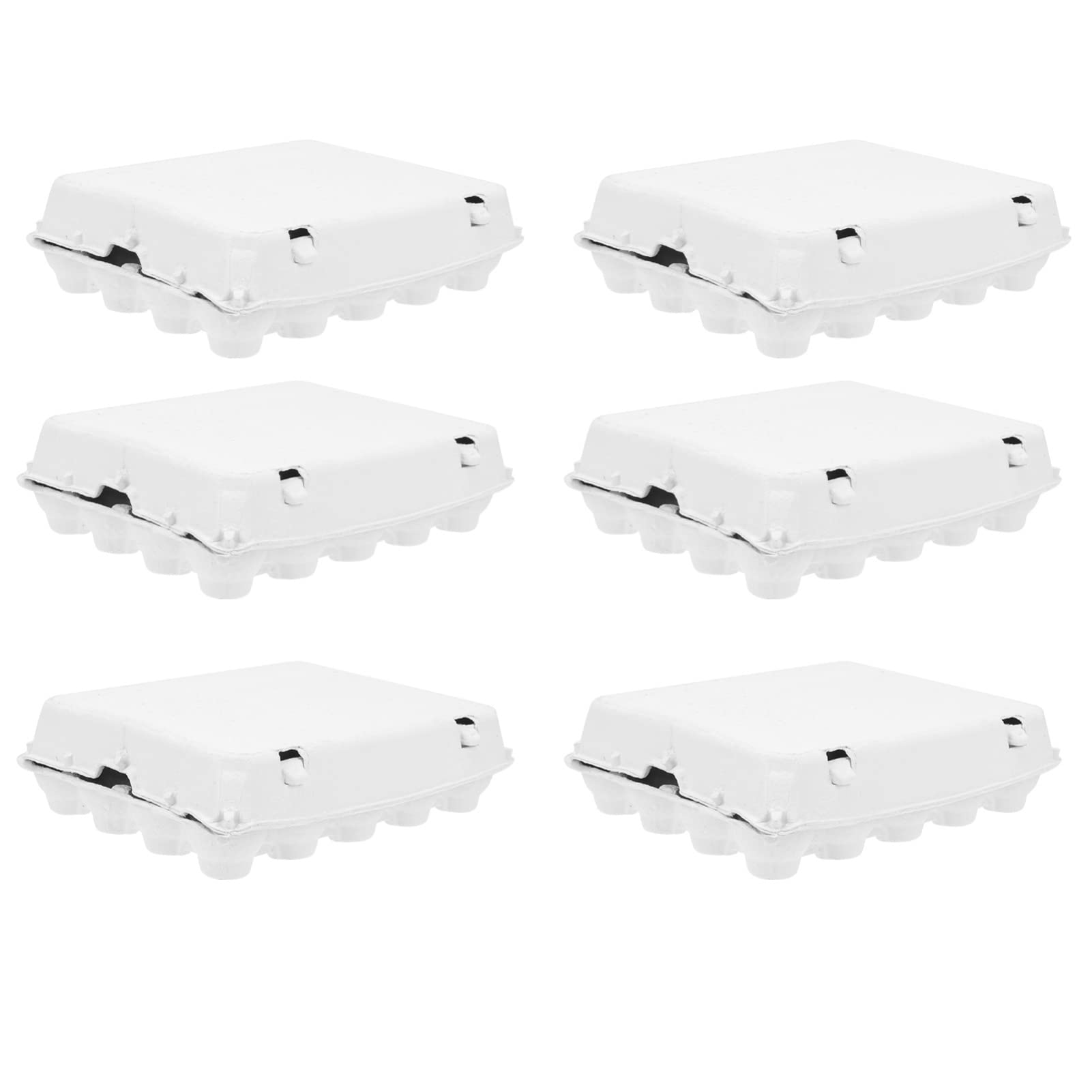 Angoily White Storage Box 6pcs White Empty Egg Cartons Pulp Fiber Egg Tray Holder Each Holds 6 Eggs Pulp Egg Containers for Family Farm Market Camping Picnic Travel White Serving Tray