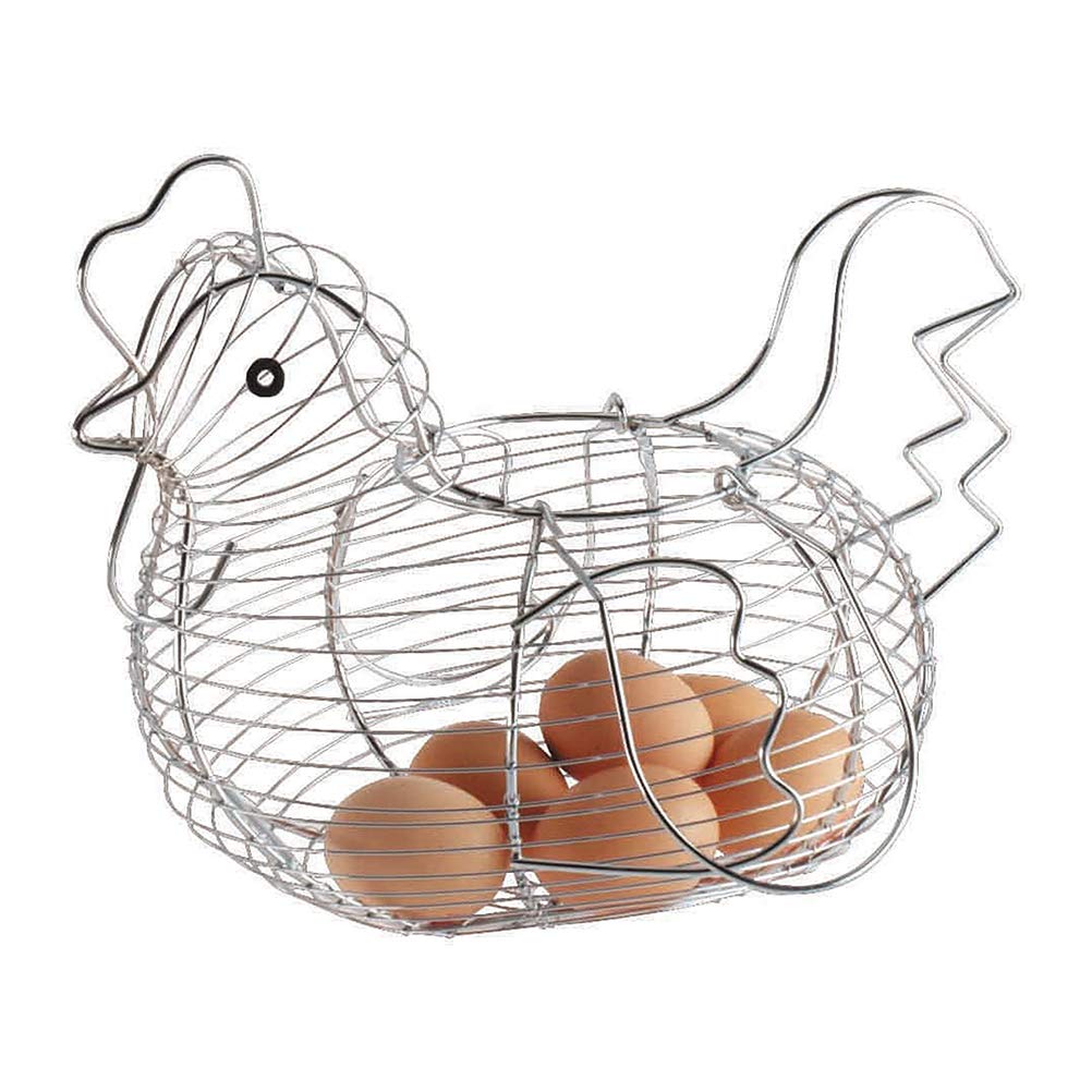 Roexboz Chicken-Shaped Egg Basket Metal Chicken Shaped Wire Egg Storage Basket Holder Rack - Store 24 Eggs for Home Kicthen