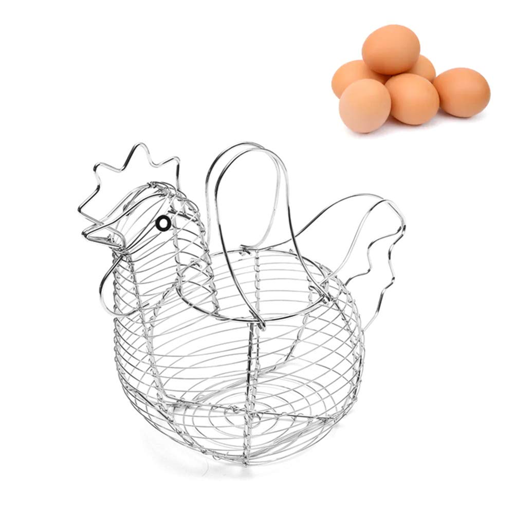 Roexboz Chicken-Shaped Egg Basket Metal Chicken Shaped Wire Egg Storage Basket Holder Rack - Store 24 Eggs for Home Kicthen