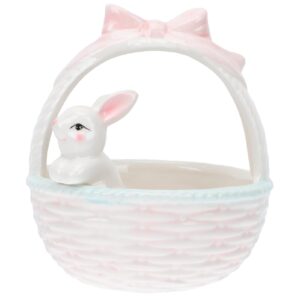 cabilock easter egg basket ceramic bunny candy bowl fruit basket bunny baskets rabbit bunny figurines for easter egg hunts pink