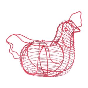 meriglare rustic storage basket metal wire hen shaped snack fruit egg basket pink wire holder with handles for kitchen