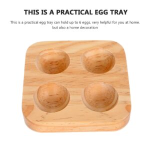 Cabilock Wood Egg Holder Egg Tray 4 Holes Egg Plate Egg Display Stand Storage Containers Rack Egg Decorating Kit for Tabletop Refrigerator