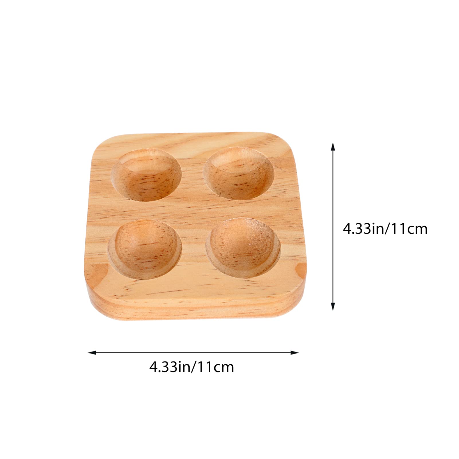 Cabilock Wood Egg Holder Egg Tray 4 Holes Egg Plate Egg Display Stand Storage Containers Rack Egg Decorating Kit for Tabletop Refrigerator