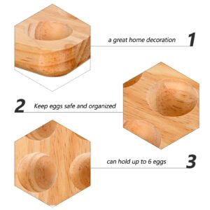 Cabilock Wood Egg Holder Egg Tray 4 Holes Egg Plate Egg Display Stand Storage Containers Rack Egg Decorating Kit for Tabletop Refrigerator