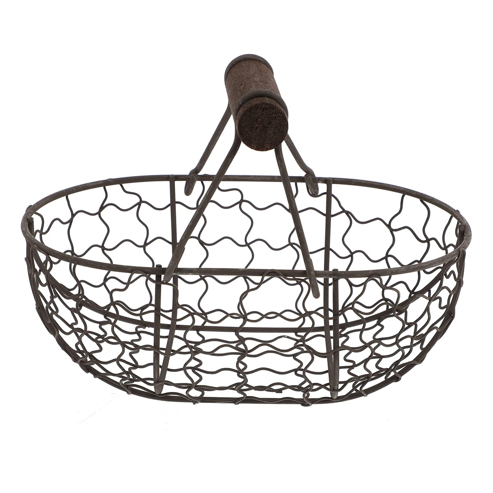 Cabilock Table Tray Country Basket Wire Egg Storage Basket with Handle Iron Art Eggs Tray Eggs Holder Metal Wire Gathering Basket for Kitchen Home Living Room Countertop Storage Baskets Oval Basket