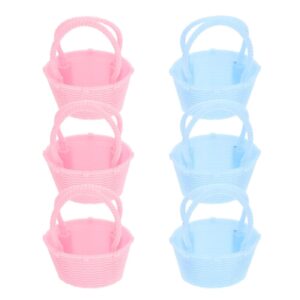 gadpiparty 6pcs favors handles empty handheld egg container party easter multi- functional for plastic with candy small fruit storage basket eggs baskets snack kids