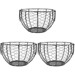 cabilock 3pcs egg basket round storage basket vegetable container dessert containers fruit vegetable storage basket eggs counter decor fruit storage container steel wire wrought iron food