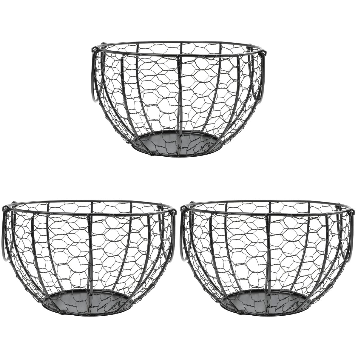 Cabilock 3pcs Egg Basket Round Storage Basket Vegetable Container Dessert Containers Fruit Vegetable Storage Basket Eggs Counter Decor Fruit Storage Container Steel Wire Wrought Iron Food