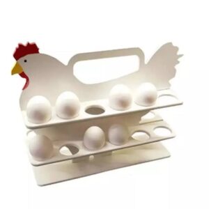 Wooden Egg Basket Holder Chicken Hen Shaped Egg Storage Basket Rack Display 24 Eggs (Rack only)