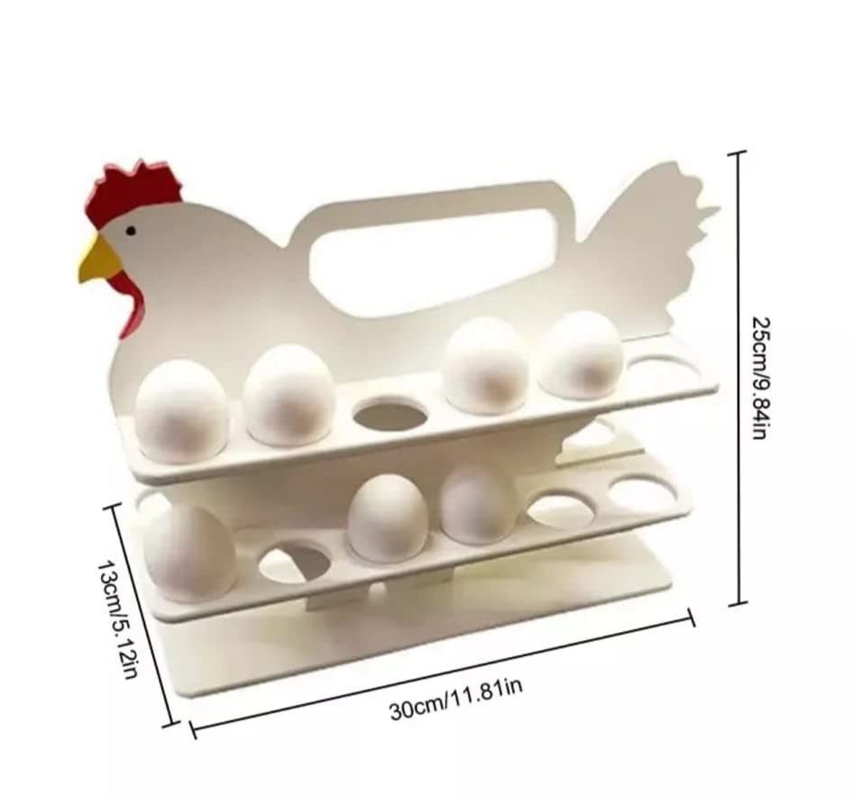 Wooden Egg Basket Holder Chicken Hen Shaped Egg Storage Basket Rack Display 24 Eggs (Rack only)