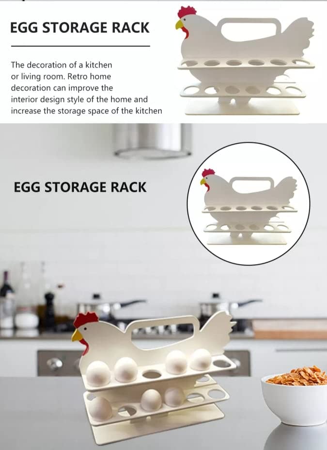 Wooden Egg Basket Holder Chicken Hen Shaped Egg Storage Basket Rack Display 24 Eggs (Rack only)