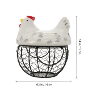 Luxshiny 1pc Egg Basket Eggs Decor Egg Holder for Fridge Home Old Fashioned Tinsel Food Storage Basket Snack Basket Chicken Egg Holder Iron Egg Holder Cover Ceramic Desk Round