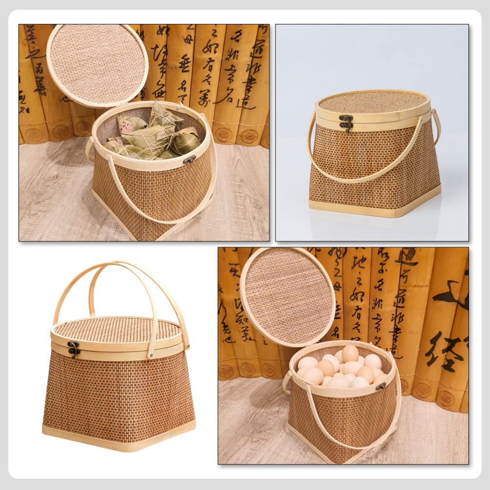 VOSAREA Egg Tray 1pc Shopping Basket Old Fashioned Bamboo Flower Basket Wicker Hamper