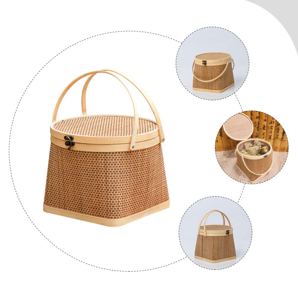 VOSAREA Egg Tray 1pc Shopping Basket Old Fashioned Bamboo Flower Basket Wicker Hamper