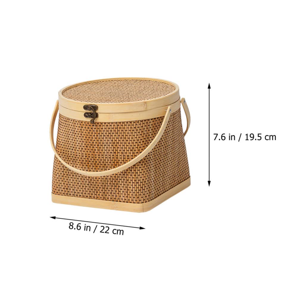 VOSAREA Egg Tray 1pc Shopping Basket Old Fashioned Bamboo Flower Basket Wicker Hamper