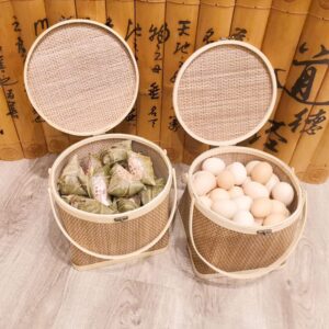 VOSAREA Egg Tray 1pc Shopping Basket Old Fashioned Bamboo Flower Basket Wicker Hamper