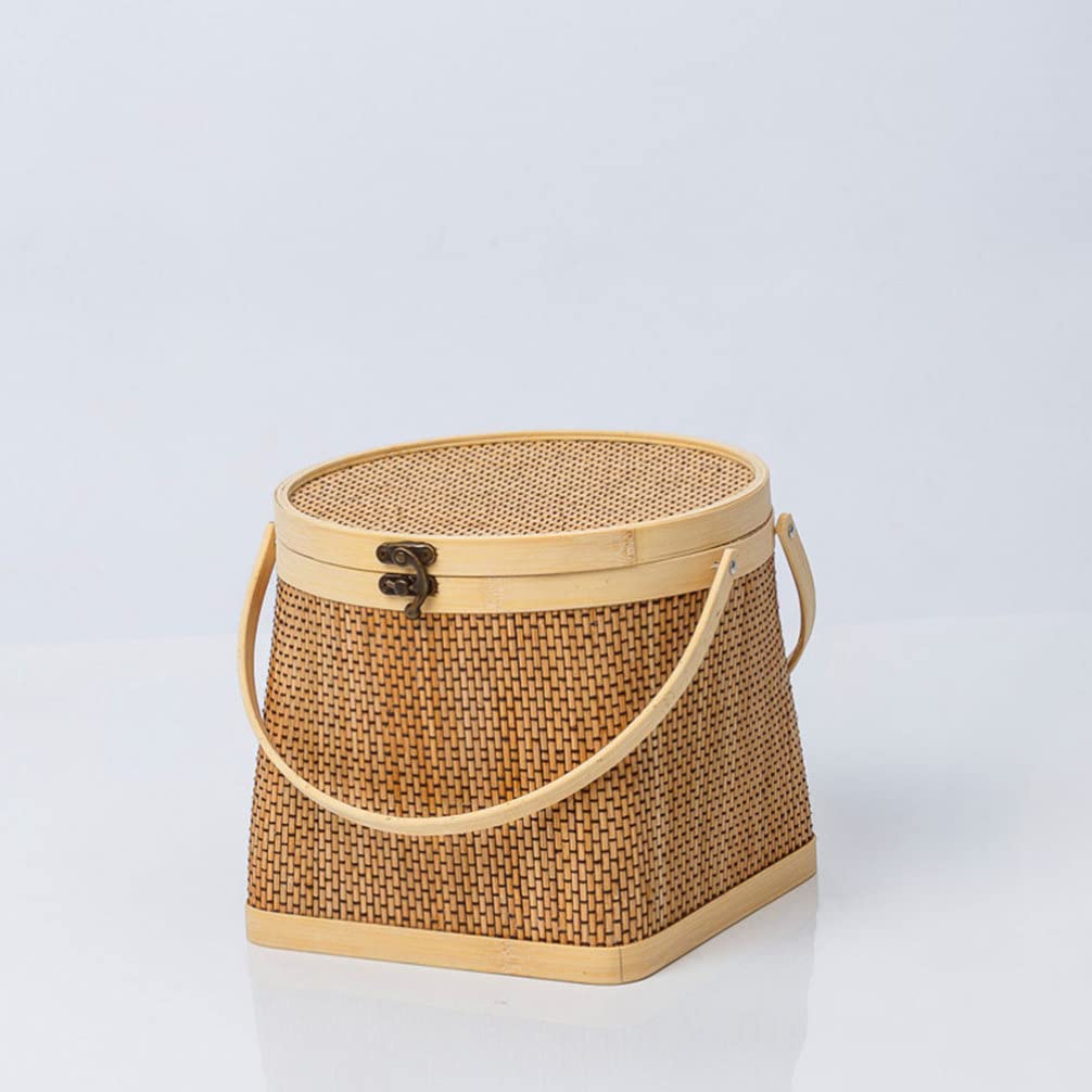 VOSAREA Egg Tray 1pc Shopping Basket Old Fashioned Bamboo Flower Basket Wicker Hamper