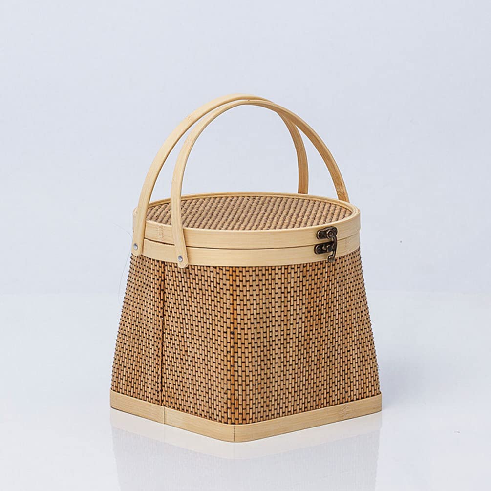 VOSAREA Egg Tray 1pc Shopping Basket Old Fashioned Bamboo Flower Basket Wicker Hamper