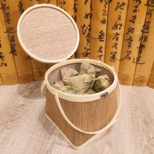 VOSAREA Egg Tray 1pc Shopping Basket Old Fashioned Bamboo Flower Basket Wicker Hamper