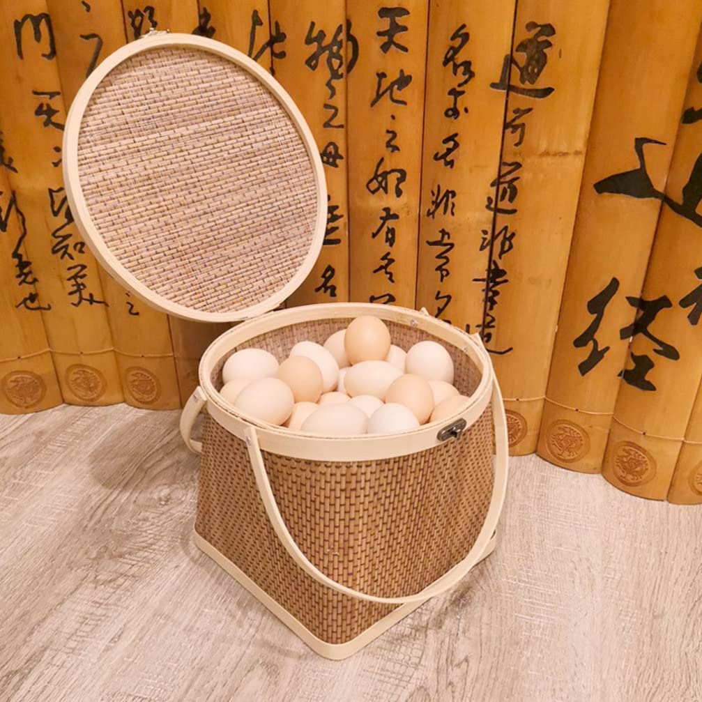 VOSAREA Egg Tray 1pc Shopping Basket Old Fashioned Bamboo Flower Basket Wicker Hamper