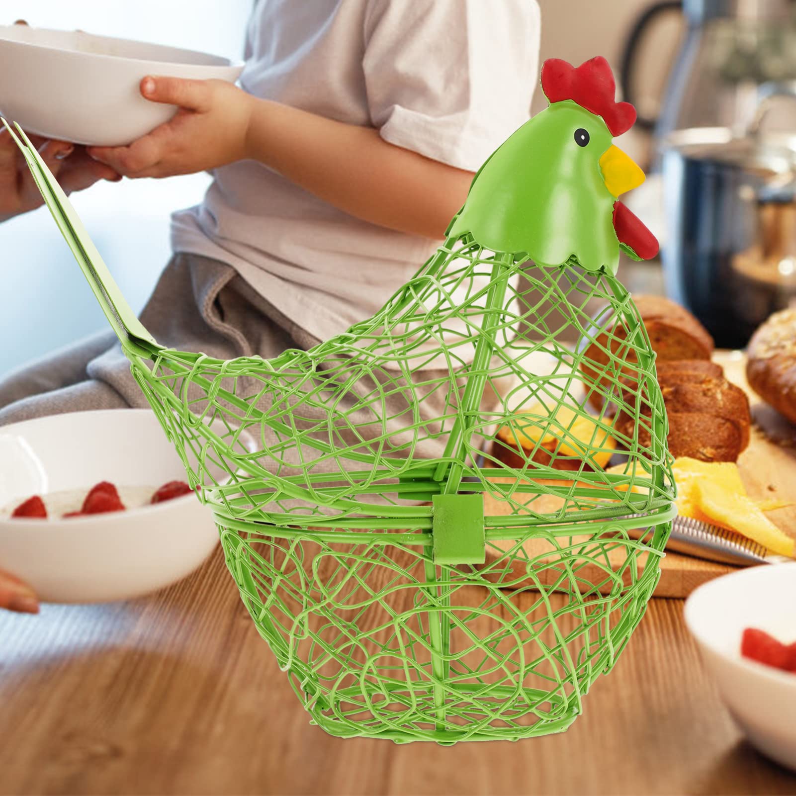 SOIMISS Hen Egg Basket Metal Wire Egg Basket Reliable Egg Holder Vegetable Basket Fresh Eggs Basket Multi-Function Basket Veggie Tray Hampers Basket for Fruit Iron Spiral Fruit Container