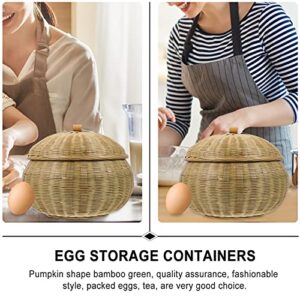 YARNOW Bamboo Woven Basket with Lid Rattan Braid Chess Cans Wicker Bowls Round Seagrass Baskets Boho Home Decor for Home Kitchen Snake Appetizer Food Storage 28X28CM