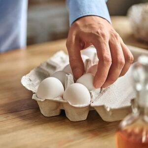 Midautoo 50 Pieces Paper Egg Cartons for Chicken Eggs Pulp Fiber Holder Bulk Holds 6 Count Eggs Farm Market Travel