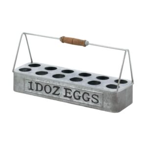 galvanized metal egg basket 14.25x3.75x6.5
