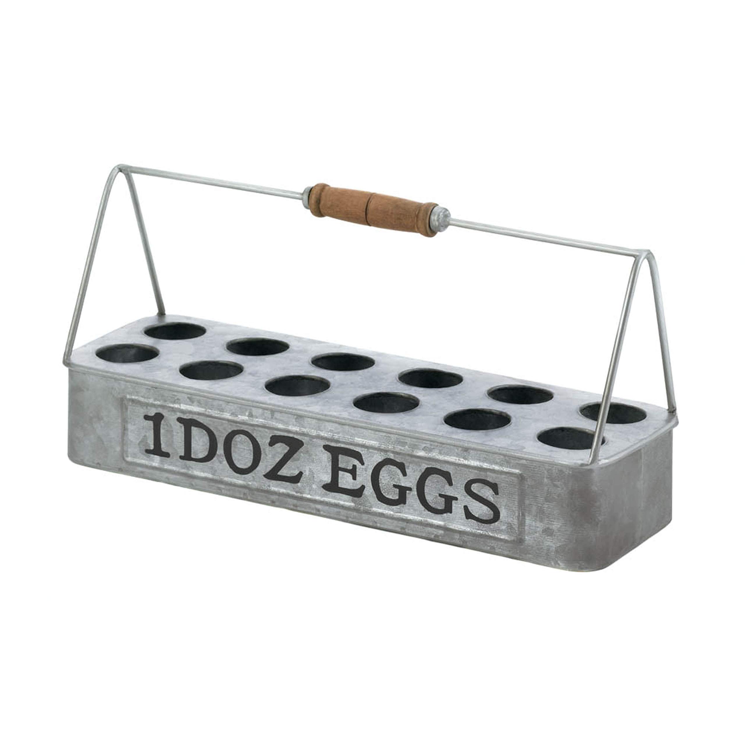 Galvanized Metal Egg Basket 14.25x3.75x6.5