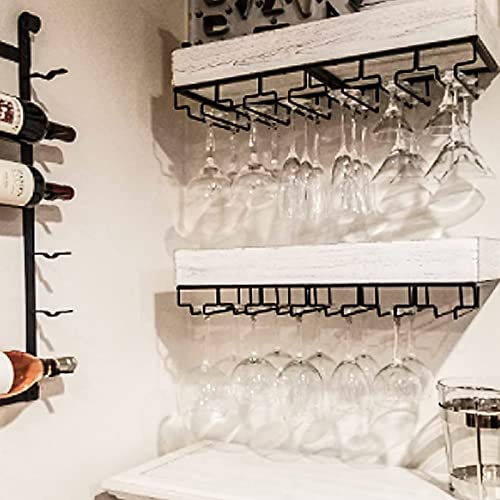 Torfican Wine Glass Holder Under Cabinet, Wine Stemware Holder,Wine Glass Rack,3 Rows Black Metal Wine Glasses Hanger,Wine Glass Holder Storage Under Shelf,Wine Glass Rack for Kitchen Bar
