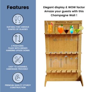 Champagne Wall Holder For Party 50, Wine Glass Rack, Wine Glass Holder, Champagne Tower Stand Wood, Champagne Stand Wine Glass Display. Mimosa Tower, Champagne Wall Stand For Party, Prosecco-18GLASSES