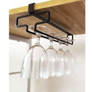 linfidite wine glass holder stemware rack hanger under cabinet wine glass rack kitchen hanging glass storage rack organizer,black