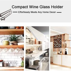 LINFIDITE Wine Glass Holder Stemware Rack Hanger Under Cabinet Wine Glass Rack Kitchen Hanging Glass Storage Rack Organizer,Black