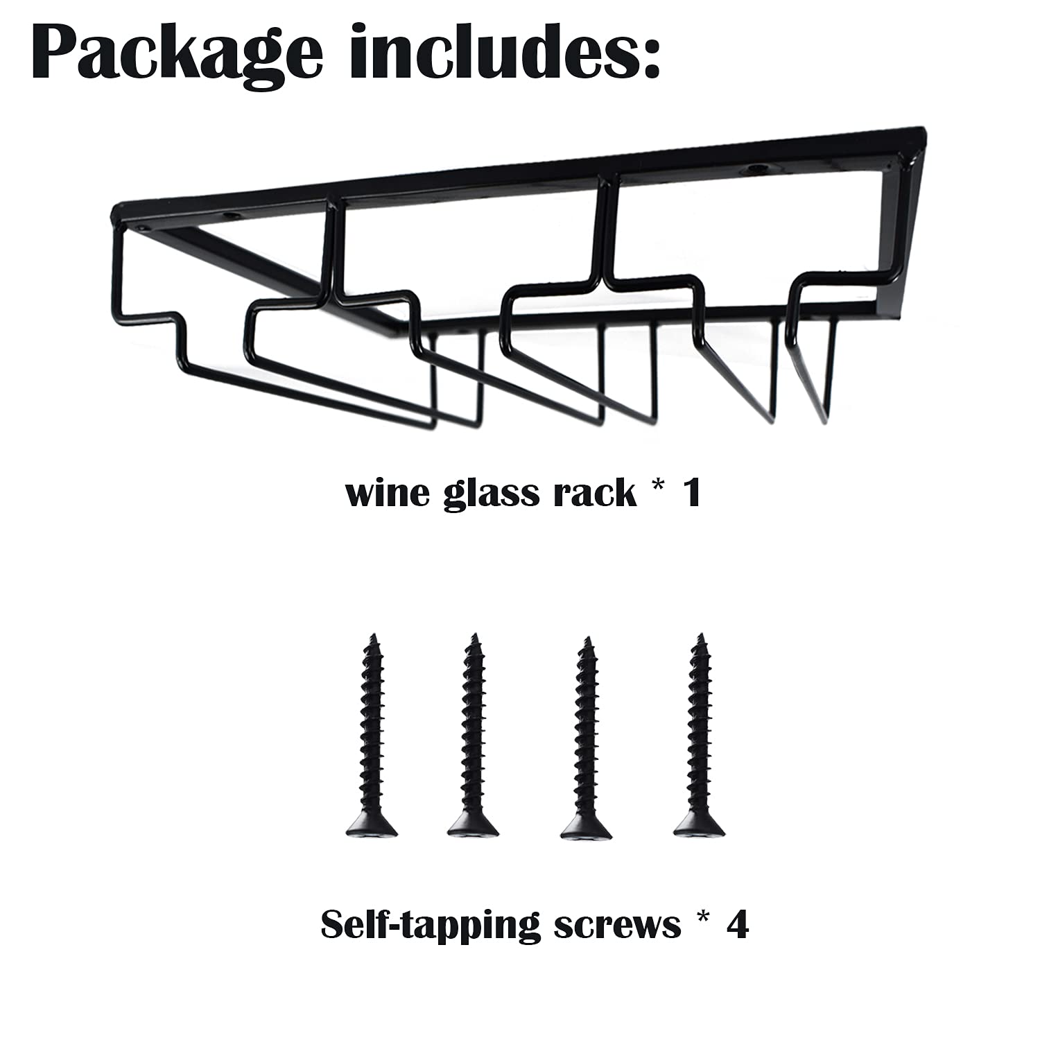 AMUFYSHH 3 Rows Wine Glass Rack for Under Cabinet, Hanging Wine Glasses Metal Stemware Racks, Storage Organizer for Kitchen Cabinet Bar(SINGLE)