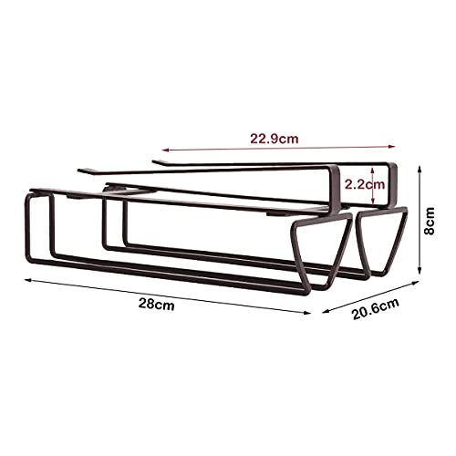 ORZ Double Wine Glass Rack Under Cabinet, No-drilling Large Stemware Hanger, Iron Bronze