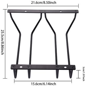 Diano Black Wine Glass Rack, Under Cabinet Wine Glass Holder, Stemware Rack Under Shelf, Wine Glasses Storage Hanger For Bar Kitchen 22.5cm 2 Rows