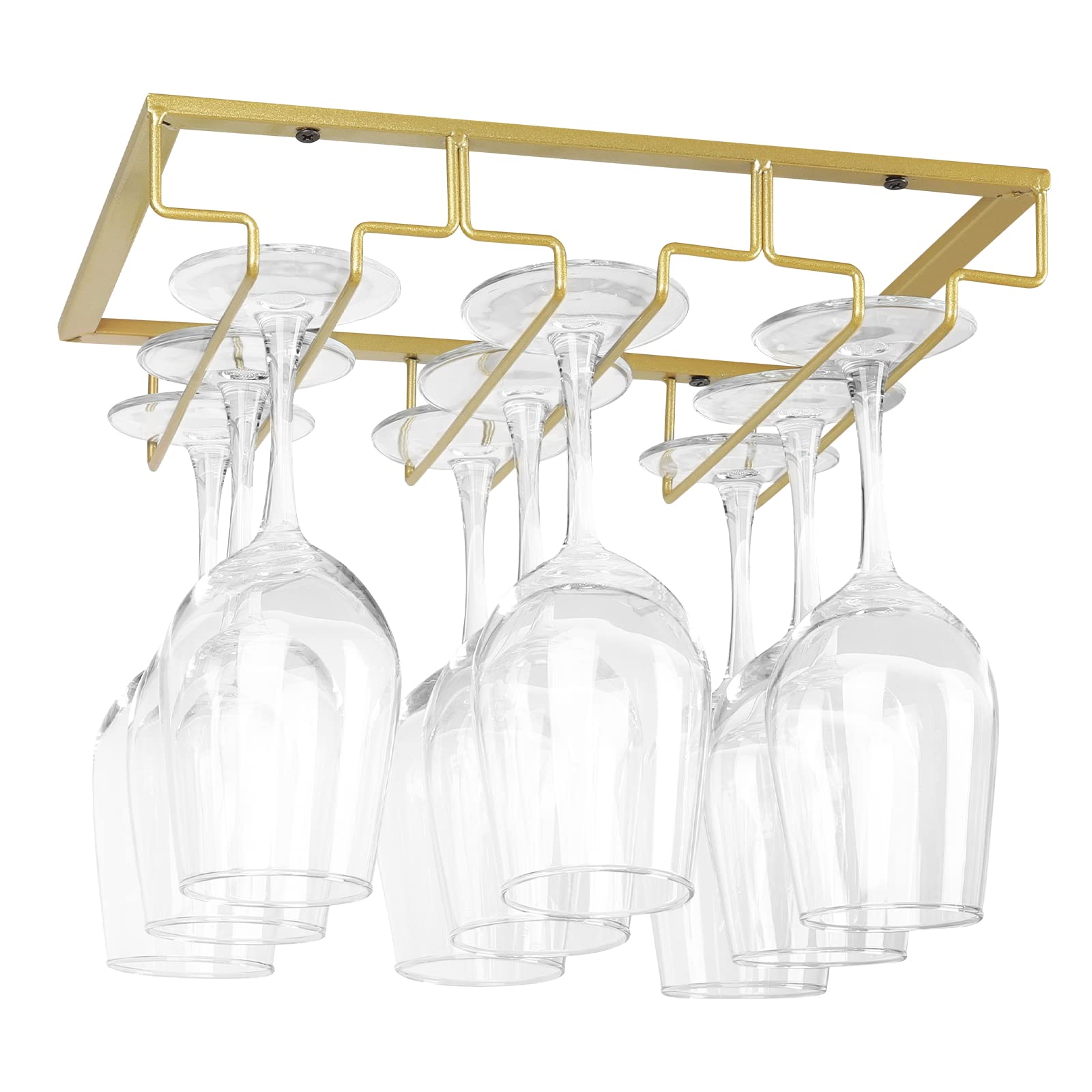 BekoFeeno Wine Glass Rack, Under Cabinet Stemware Rack Wine Glass Holder Wine Glass Storage Hanger Metal Rack Storage Organizer for Kitchen Cabinet Bar