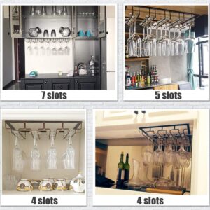 Maryaz Wine Rack,Wine Glass Rack,Home Metal Under Cabinet Glass Holder Hanging Hanger Stemware Holder,Wine Bottle Storage,Wine Storage Rack,for Home Kitchen Bar Wine Cellar/3 Rows