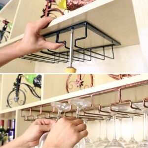 Maryaz Wine Rack,Wine Glass Rack,Home Metal Under Cabinet Glass Holder Hanging Hanger Stemware Holder,Wine Bottle Storage,Wine Storage Rack,for Home Kitchen Bar Wine Cellar/3 Rows