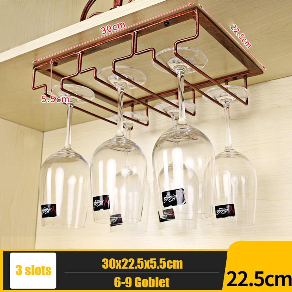 Maryaz Wine Rack,Wine Glass Rack,Home Metal Under Cabinet Glass Holder Hanging Hanger Stemware Holder,Wine Bottle Storage,Wine Storage Rack,for Home Kitchen Bar Wine Cellar/3 Rows