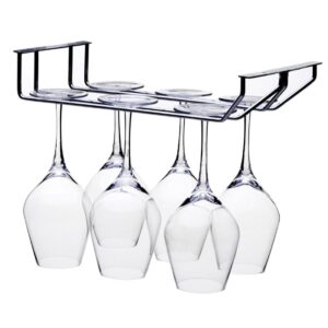 Wine Glass Rack, 2 Rows Stainless Steel Wall-Mounted Wine Glass Hanger For Bar Home By Hmane (Silver)