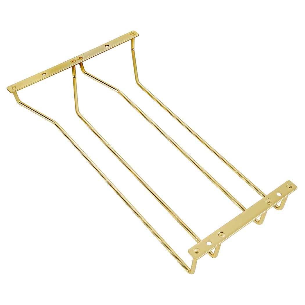 Dianoo 35.5cm Gold Wine Glass Rack, Under Cabinet Wine Glass Holder, Stemware Rack, Hanging Stemware Holder For Kitchen Bar, 2 Rows