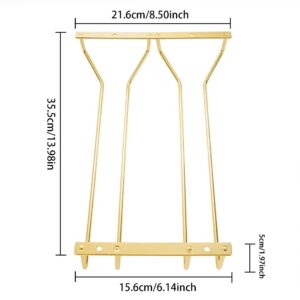 Dianoo 35.5cm Gold Wine Glass Rack, Under Cabinet Wine Glass Holder, Stemware Rack, Hanging Stemware Holder For Kitchen Bar, 2 Rows