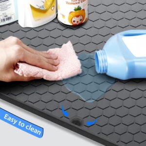 Under Sink Mats for Kitchen Waterproof - Under Sink Mat 28" x 22", Undersink Mats for Bottom of Kitchen Sink, Under the Sink Mat with Drain Hole, Cabinet Protector, Under Sink Tray for Drips, Leaks