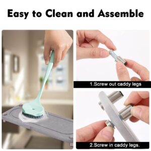 Cheungren Instant Dry Sink Organizer, Bathroom Sink Caddy, Fast Drying Stone Sink Organizer Tray Kitchen Sink Dish Sponge Soap Dispenser Holder Stainless Steel Feet with Rubber Bottom - Grey