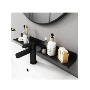 royalita 17 inch acrylic bathroom shelf organizer over the faucet, over the sink shelf bathroom, bathroom sink shelf over faucet, bathroom countertop organizer kitchen above sink drain shelf