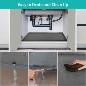 34" x 22" Under Sink Mat, Silicone Under The Sink Mat for Kitchen Waterproof, Under Sink Drip Tray with Drain Hole for Cabinet Protector, Hold Up to 3 Gallons Liquid