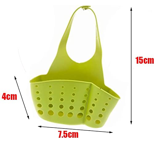 2 Package Kitchen Sink Hanging Sponge Holder, Adjustable-Faucet Holder Faucet Sponge basket, Silicone Soap Holder Hanging Ajustable Strap Faucet Caddy with Drain Holes for Drying (Green and Blue)