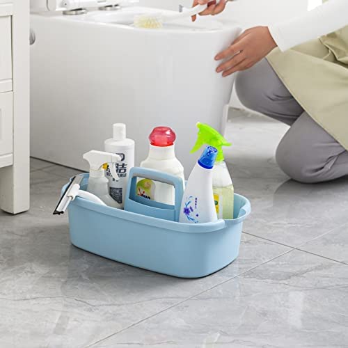 AWEHIRU FVLFIL Large Cleaning Supplies Caddy With Handle, Plastic Cleaning Bucket Organizer for Cleaning Products, Under Sink Tool Storage Caddy(Blue)