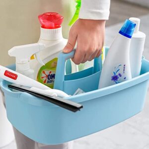 AWEHIRU FVLFIL Large Cleaning Supplies Caddy With Handle, Plastic Cleaning Bucket Organizer for Cleaning Products, Under Sink Tool Storage Caddy(Blue)